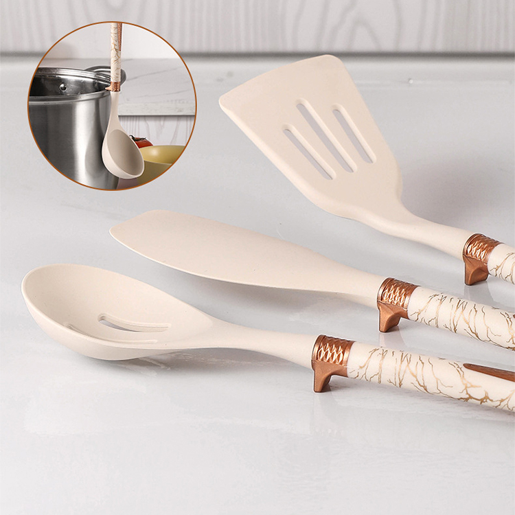 12 Pcs Silicone Kitchen Utensil Set with Marble-like Handle
